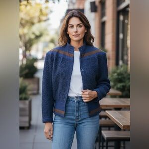 Gianni Versace Wool Alpaca Blend Bomber Jacket Size Small Womens Italian Vintage